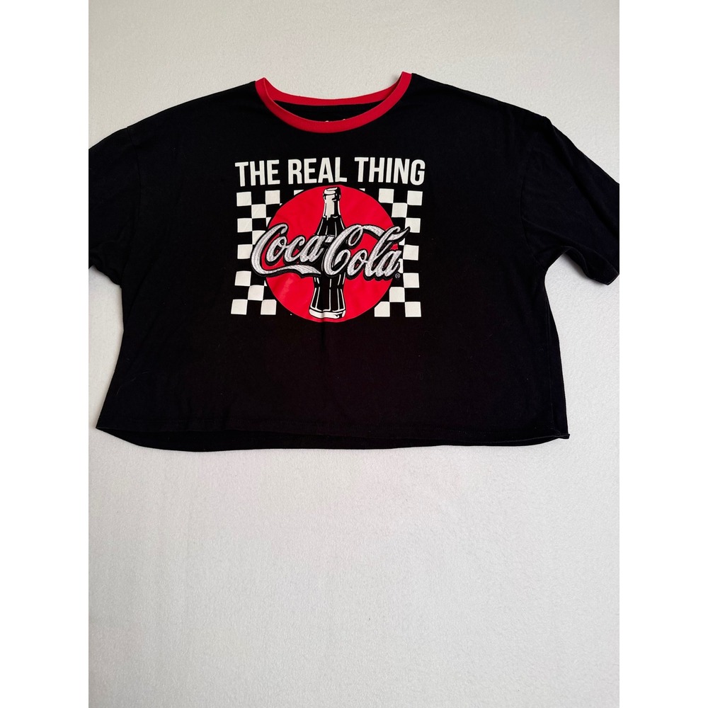 Coca-Cola The Real Thing Graphic Crop Top Black Red XL LF22412FS